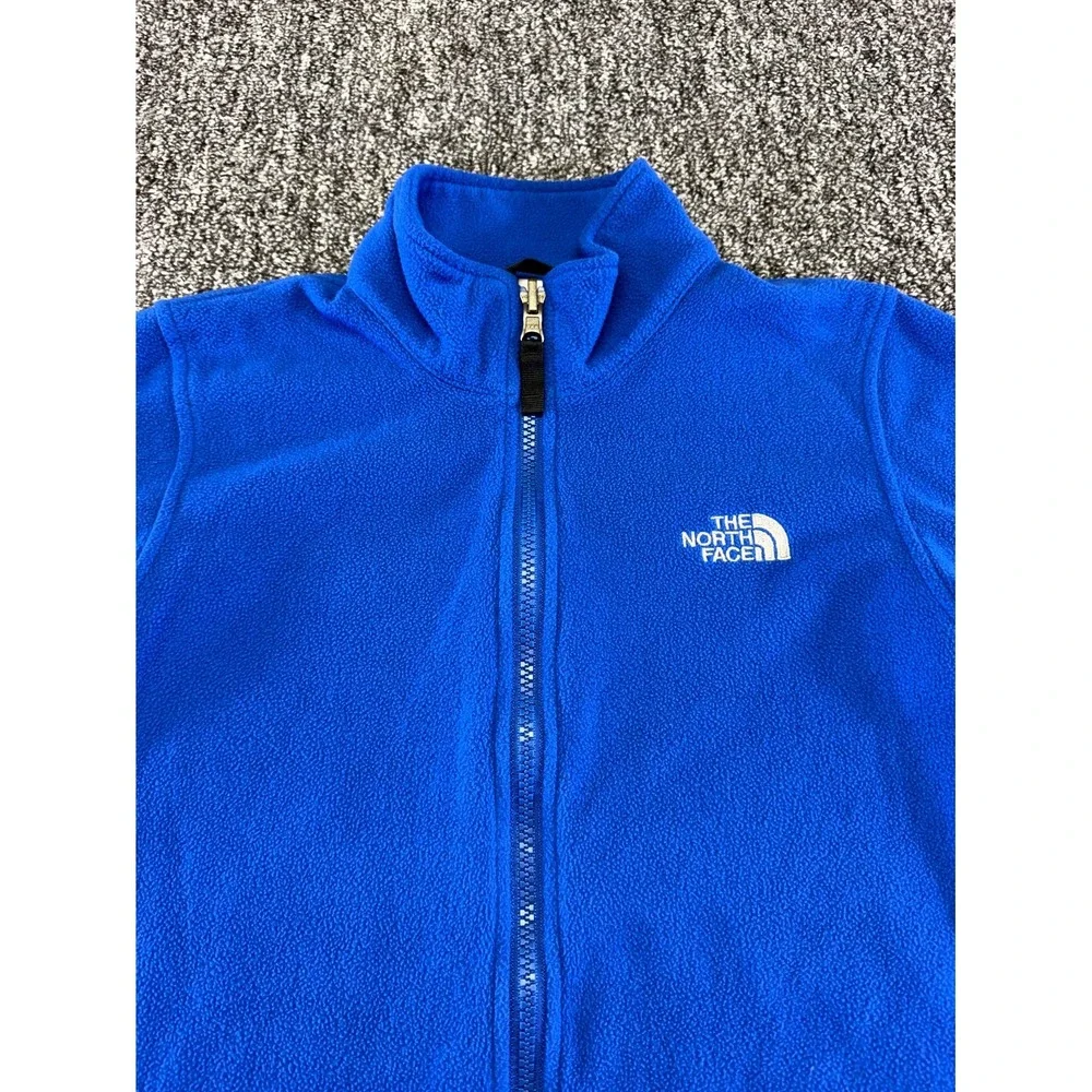 The North Face Fleece Jacket Boys Medium Blue Full Zip Logo Polyester Outdoor